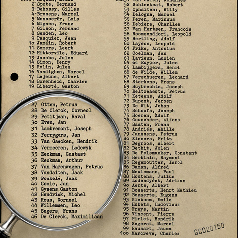 De transportlijst naar Buchenwald: Block 51. Maximiliaan De Clerck staat als nr. 46 geregistreerd. Ook andere Arendonkse gearresteerden van 23 mei staan hierop vermeld.