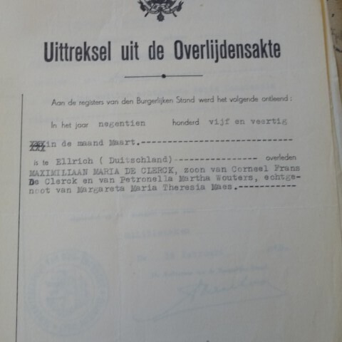 Uittreksel uit de overlijdensakte