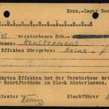 Duitse nalatenschapsmelding uit het concentratiekamp Buchenwald.